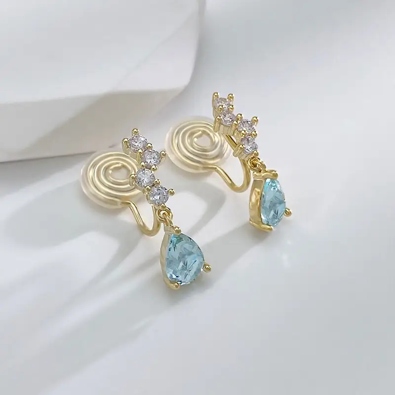 Blue Topaz Water Drop Earrings for Women - Image 5