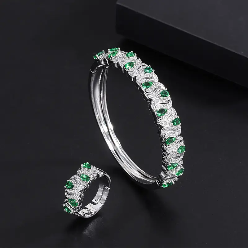 Luxury Emerald Gemstone Bracelet Set for Men Women - Image 6