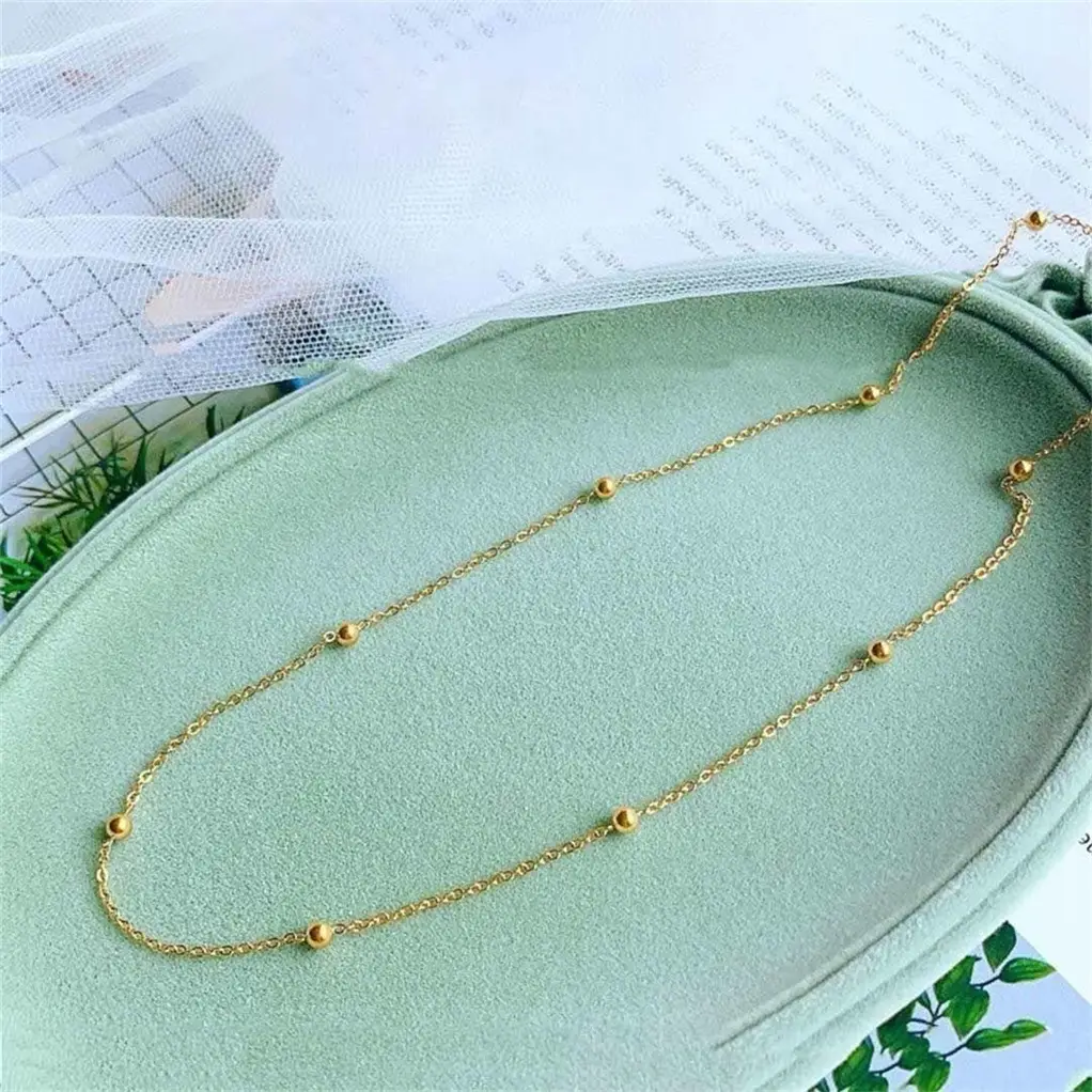 18k Gold Double Layer Transfer Bead Anklet for Women - Image 3