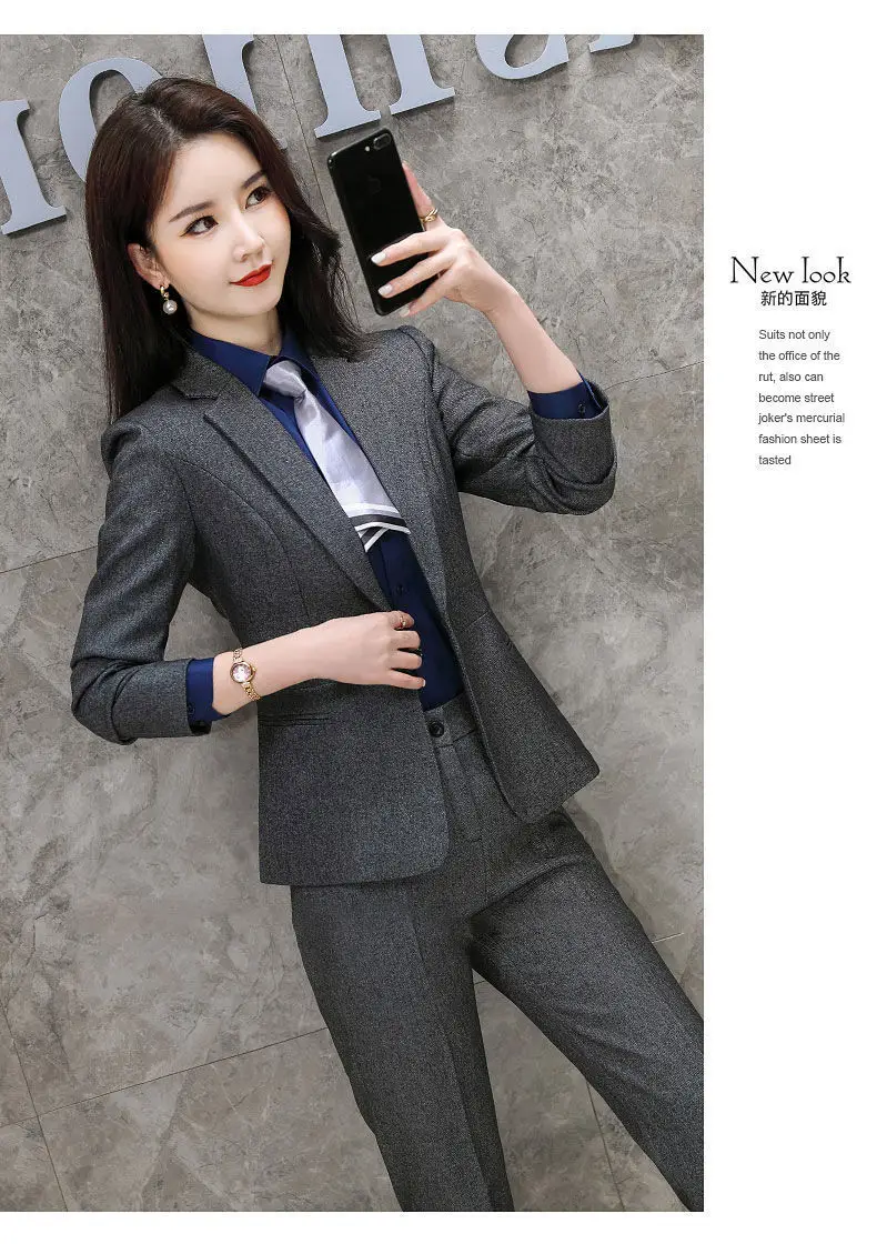 Women's Black College Suit Autumn Winter Professional Work Suit — feature 20