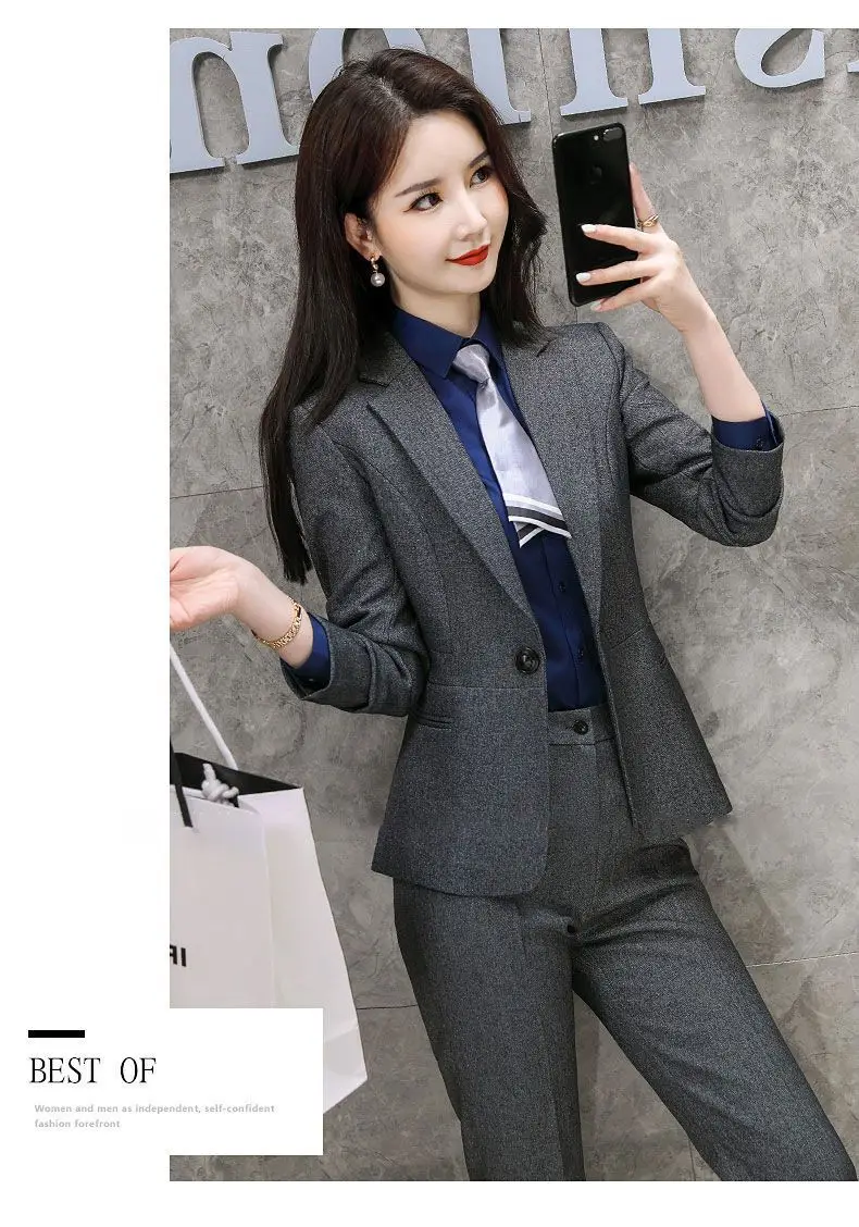 Women's Black College Suit Autumn Winter Professional Work Suit — feature 21