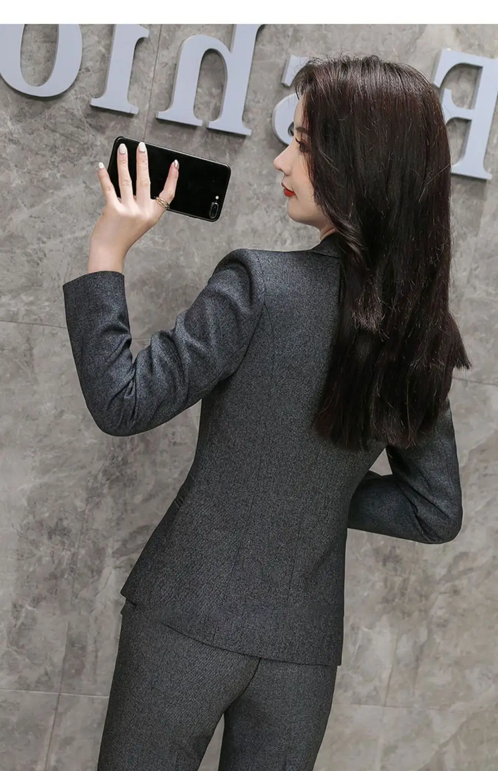 Women's Black College Suit Autumn Winter Professional Work Suit — feature 22
