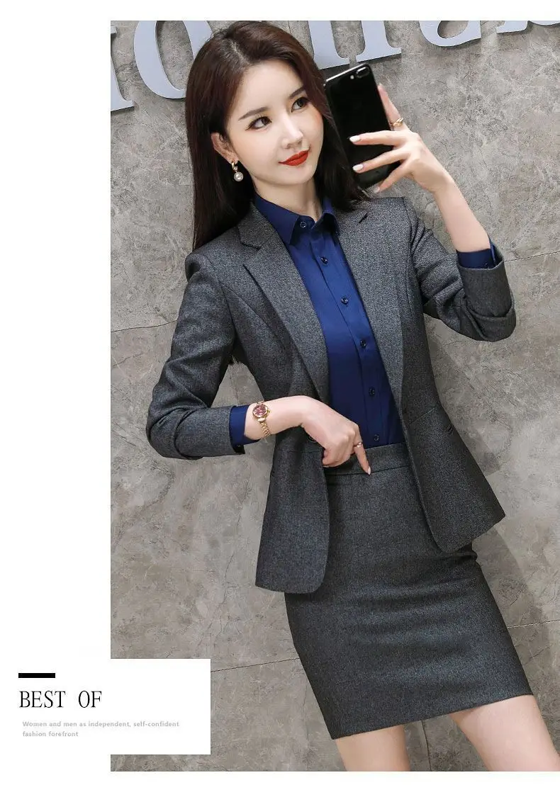 Women's Black College Suit Autumn Winter Professional Work Suit — feature 24