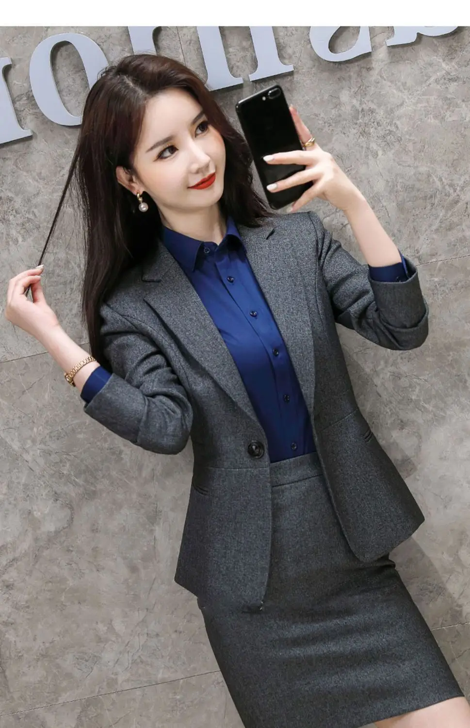 Women's Black College Suit Autumn Winter Professional Work Suit — feature 25