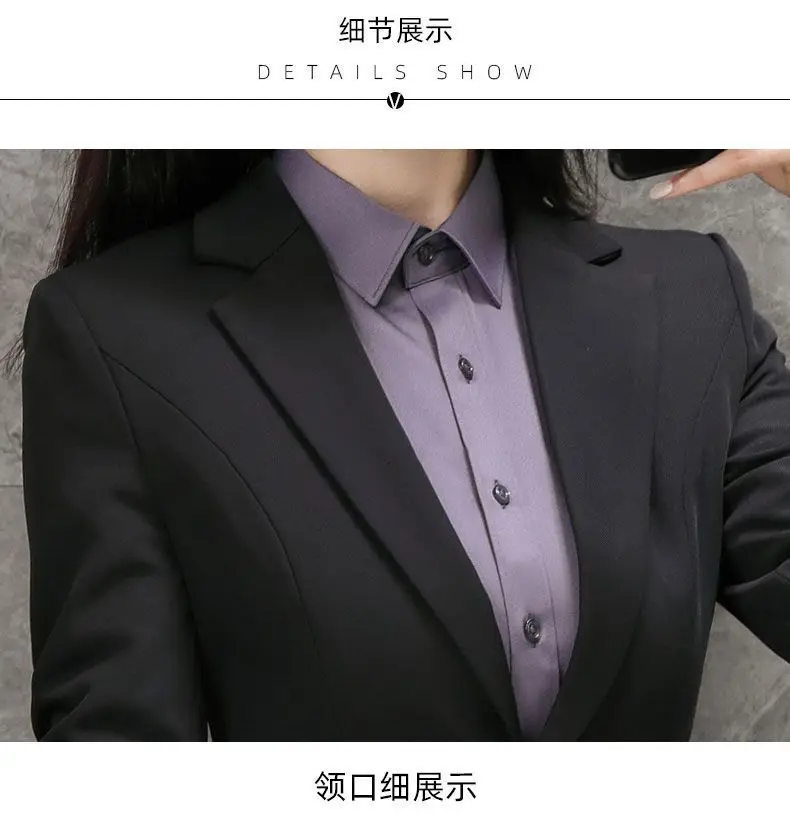Women's Black College Suit Autumn Winter Professional Work Suit — feature 6