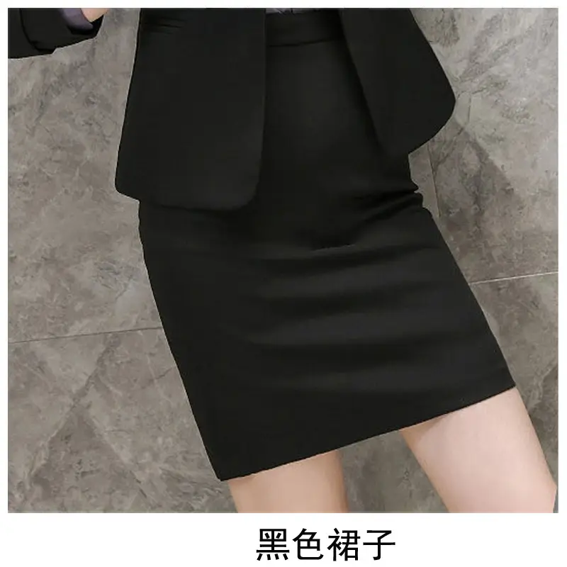 Women's Black College Suit Autumn Winter Professional Work Suit - Image 3