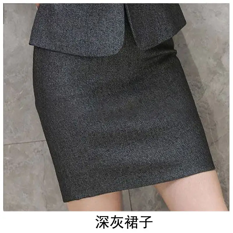 Women's Black College Suit Autumn Winter Professional Work Suit - Image 4