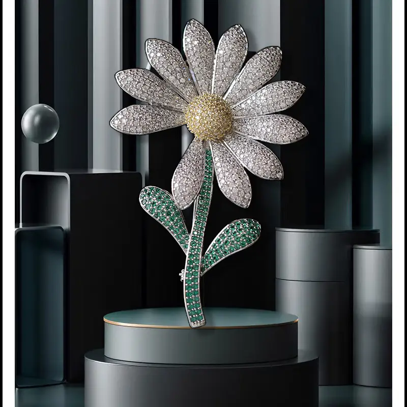 Zircon Daisy Sunflower Brooch for Women — feature 9