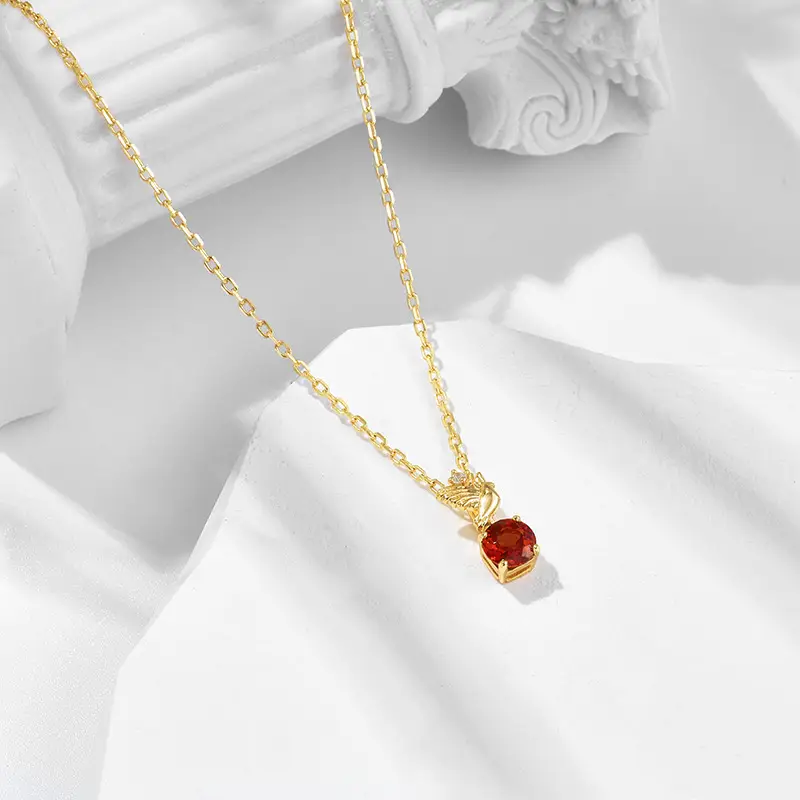 Japanese Style Red Pomegranate Pendant Necklace - Image 3