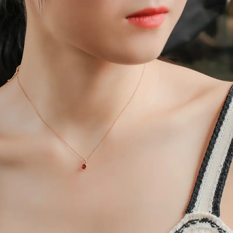 Japanese Style Red Pomegranate Pendant Necklace - Image 5