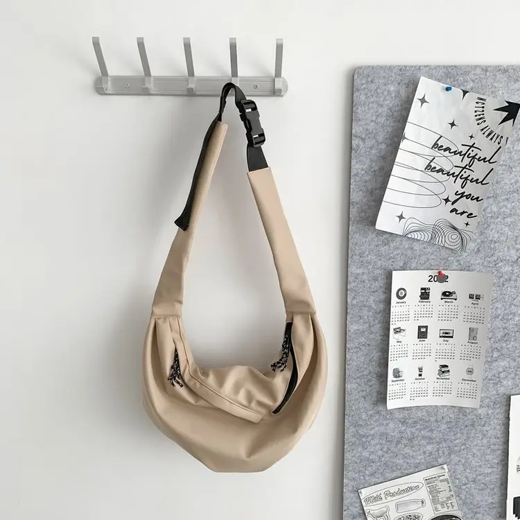 Black Nylon Messenger Bag for Women Spring 2022