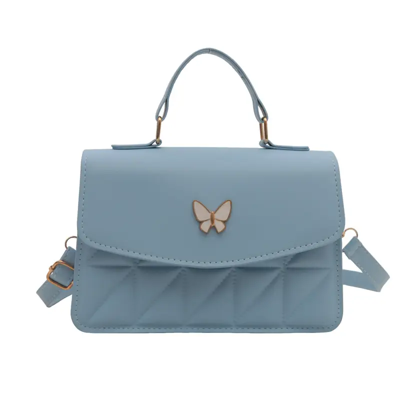 Women's Beige Quilted Shoulder Bag with Butterfly Charm - Image 9