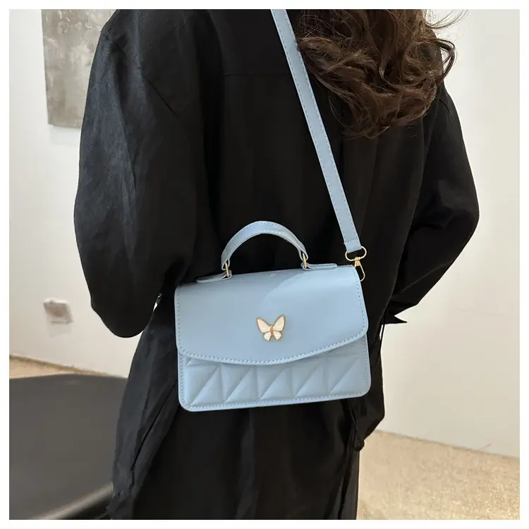 Women's Beige Quilted Shoulder Bag with Butterfly Charm — feature 14