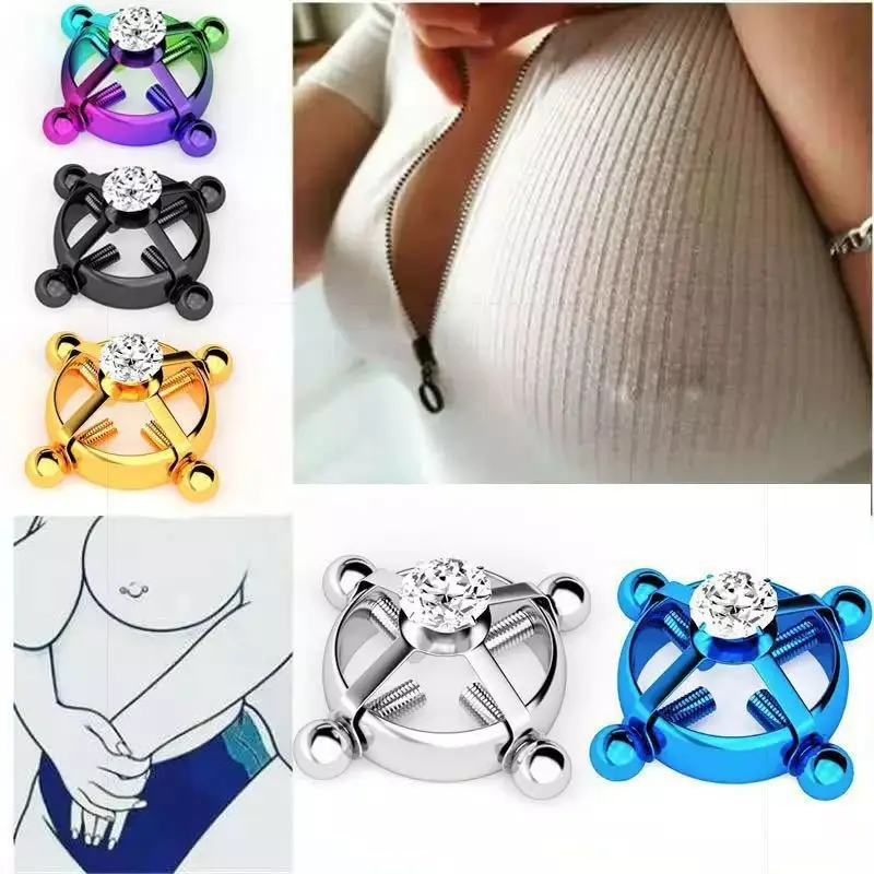Cross-Border Diamond Nipple Rings 8mm Silver - Image 9