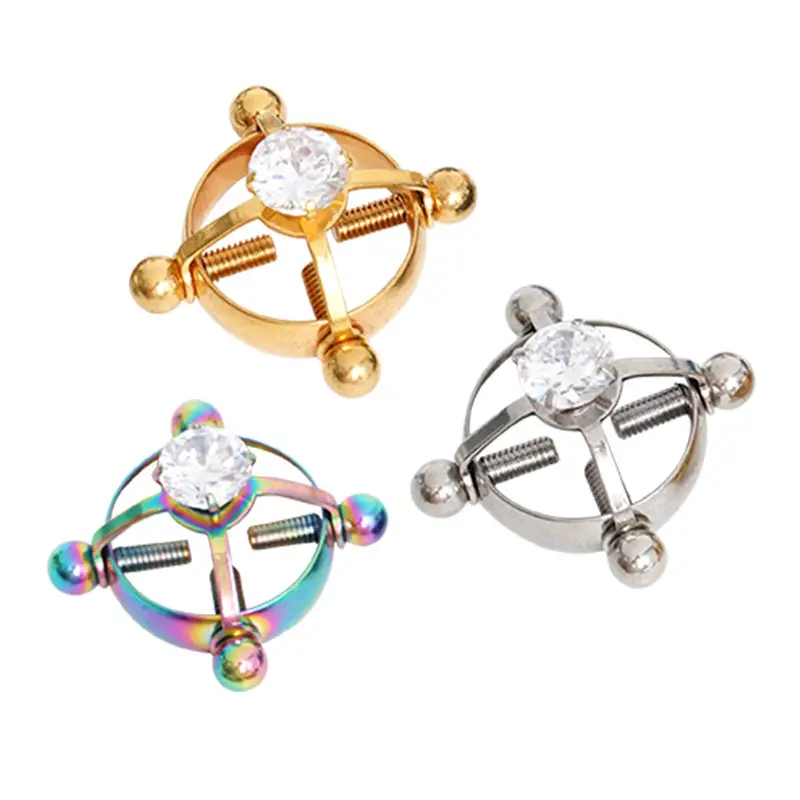 Cross-Border Diamond Nipple Rings 8mm Silver - Image 10