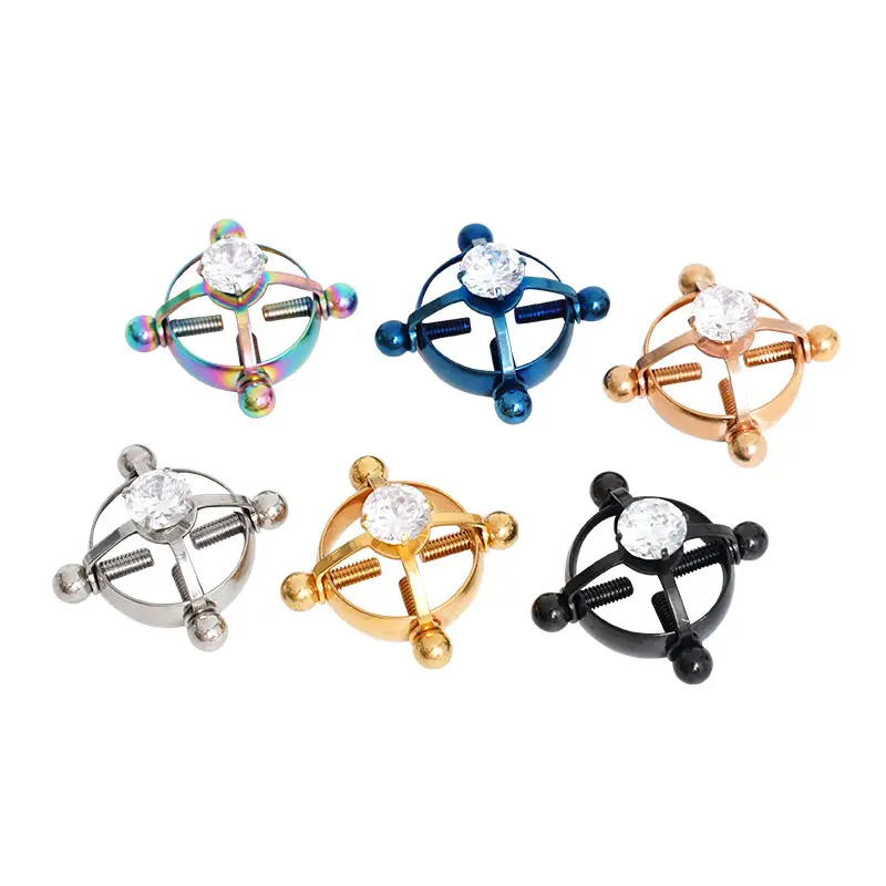 Cross-Border Diamond Nipple Rings 8mm Silver - Image 11