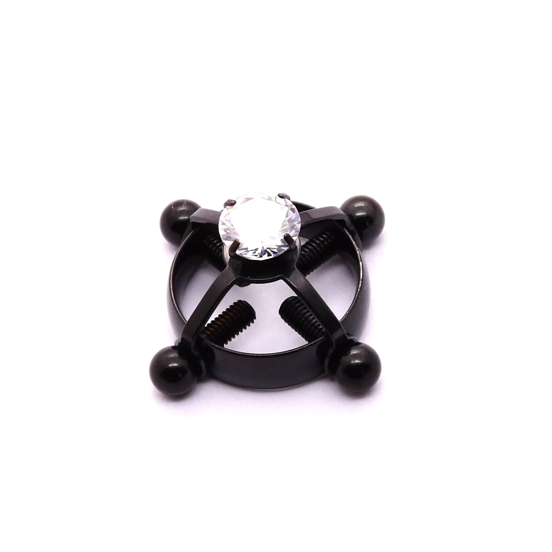 Cross-Border Diamond Nipple Rings 8mm Silver - Image 2