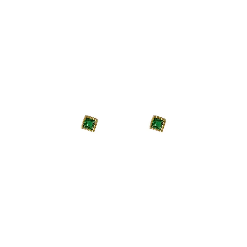 Emerald Sugar Cube Zircon Earrings for Women - Image 5