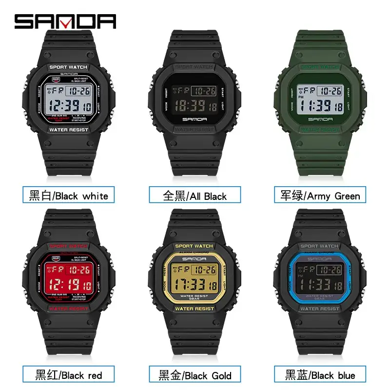 Sanda Red Digital Sport Watch Waterproof Shockproof - Image 26
