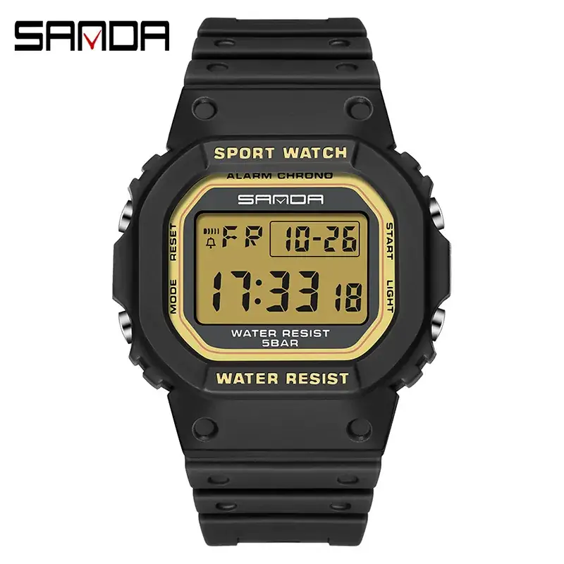 Sanda Red Digital Sport Watch Waterproof Shockproof - Image 3
