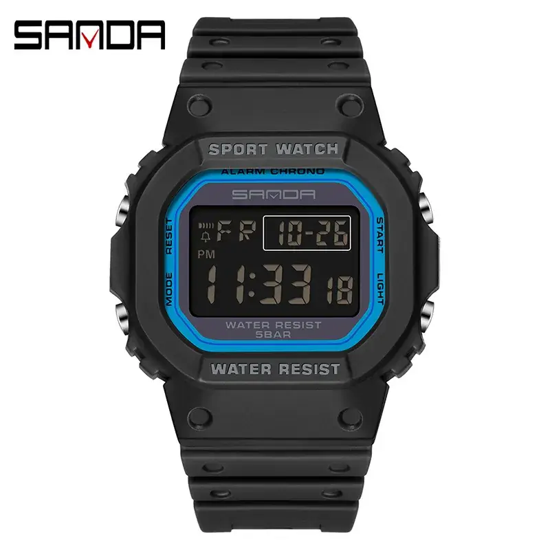 Sanda Red Digital Sport Watch Waterproof Shockproof - Image 4
