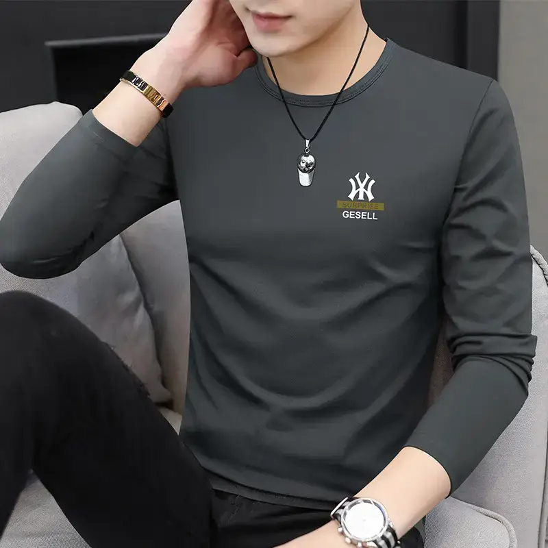 Men's White Long Sleeve T-Shirt with Logo - Image 6