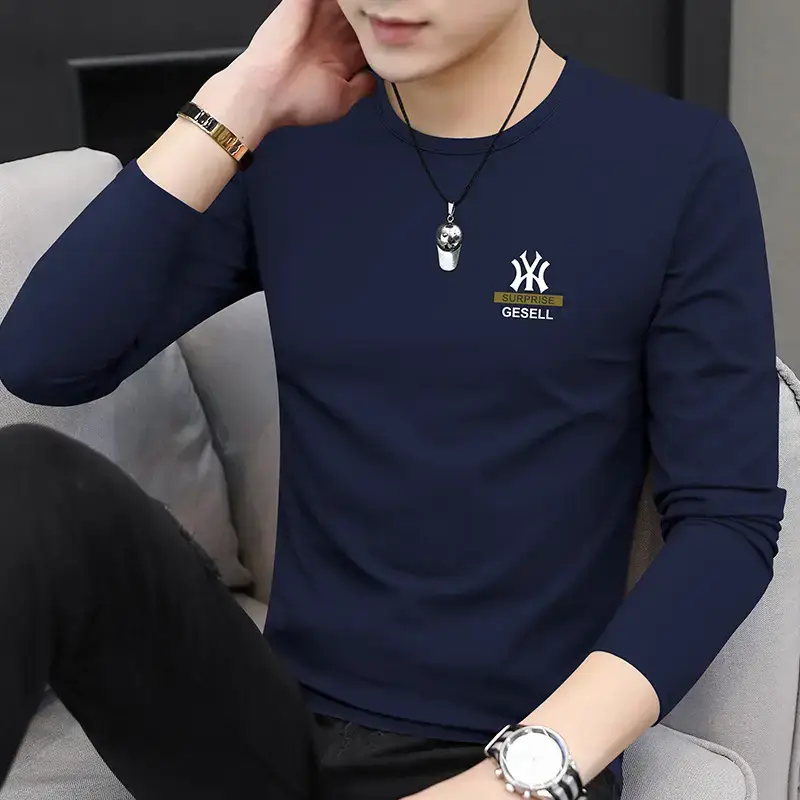 Men's White Long Sleeve T-Shirt with Logo - Image 3