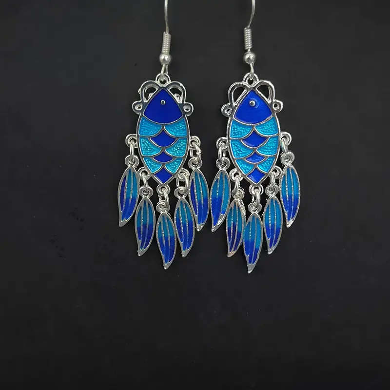 Lotus Peacock Dance Earrings Blue Green Crystal - Image 6