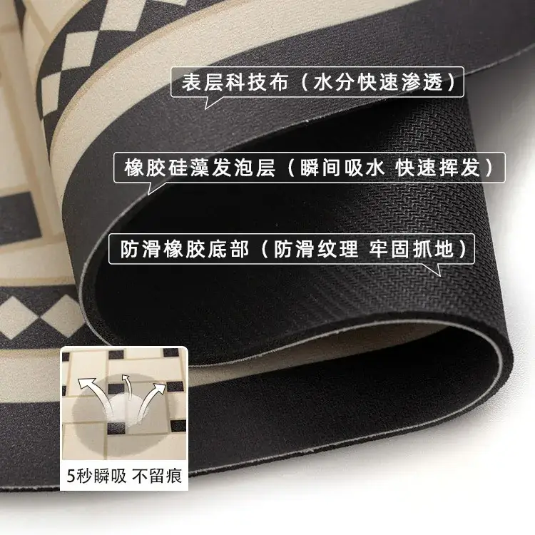 Minimalist Diatom Tile Floor Mat Non-Slip Toilet Door Mat - Image 3