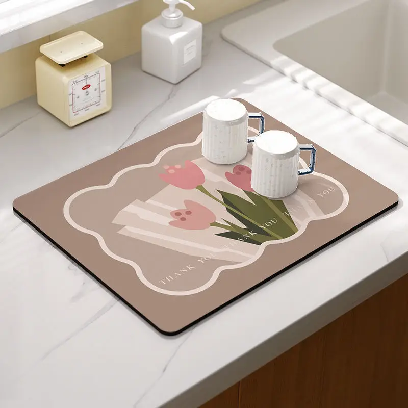 Drain mat-wave bouquet-coffee