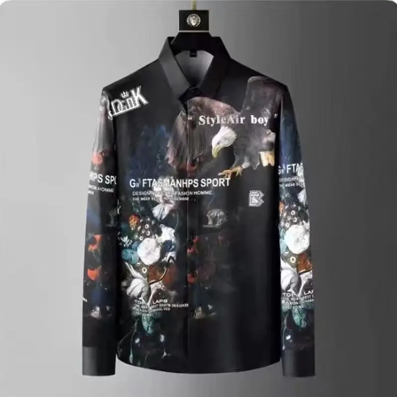 Men's 23" Printed Long Sleeve Shirt with Wings Design - Image 14