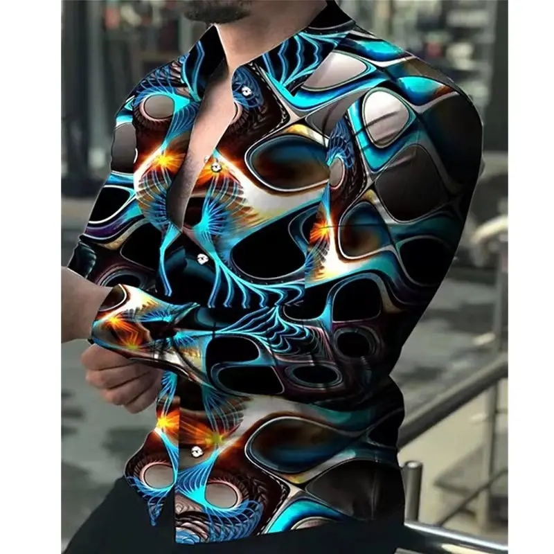Men's 23" Printed Long Sleeve Shirt with Wings Design - Image 25