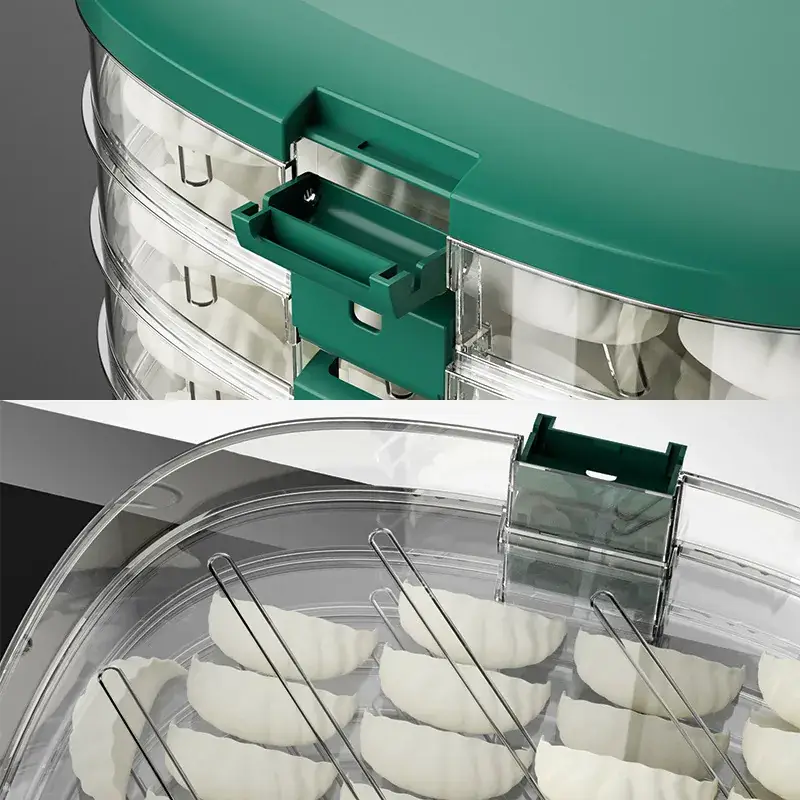 Multi-layer Frozen Dumpling Tray with Green Cover - Image 11