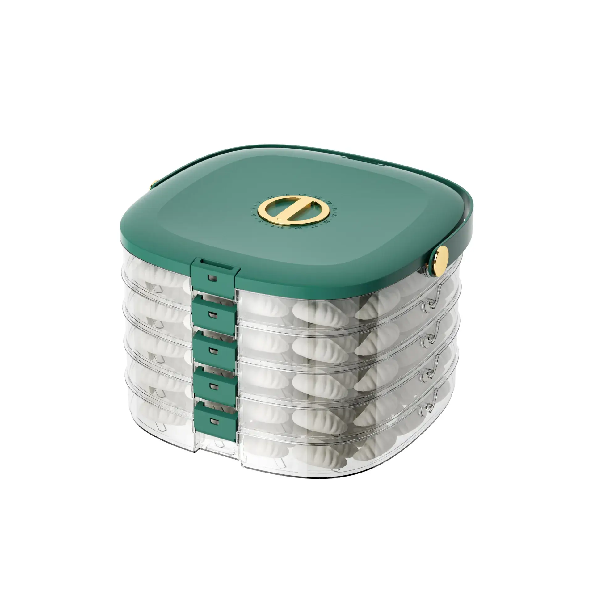 Multi-layer Frozen Dumpling Tray with Green Cover - Image 12