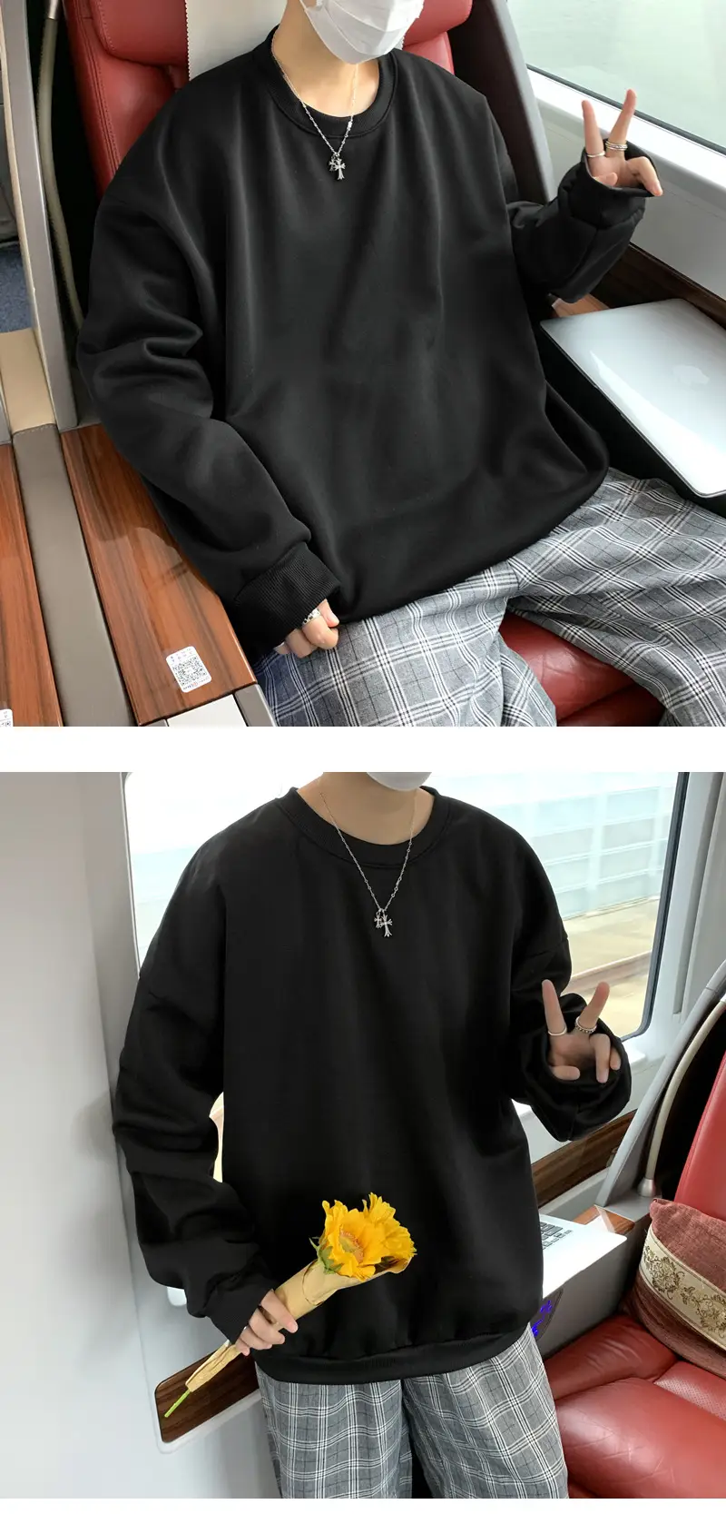 2021 Men's White Crewneck Sweatshirt with Pocket — feature 14
