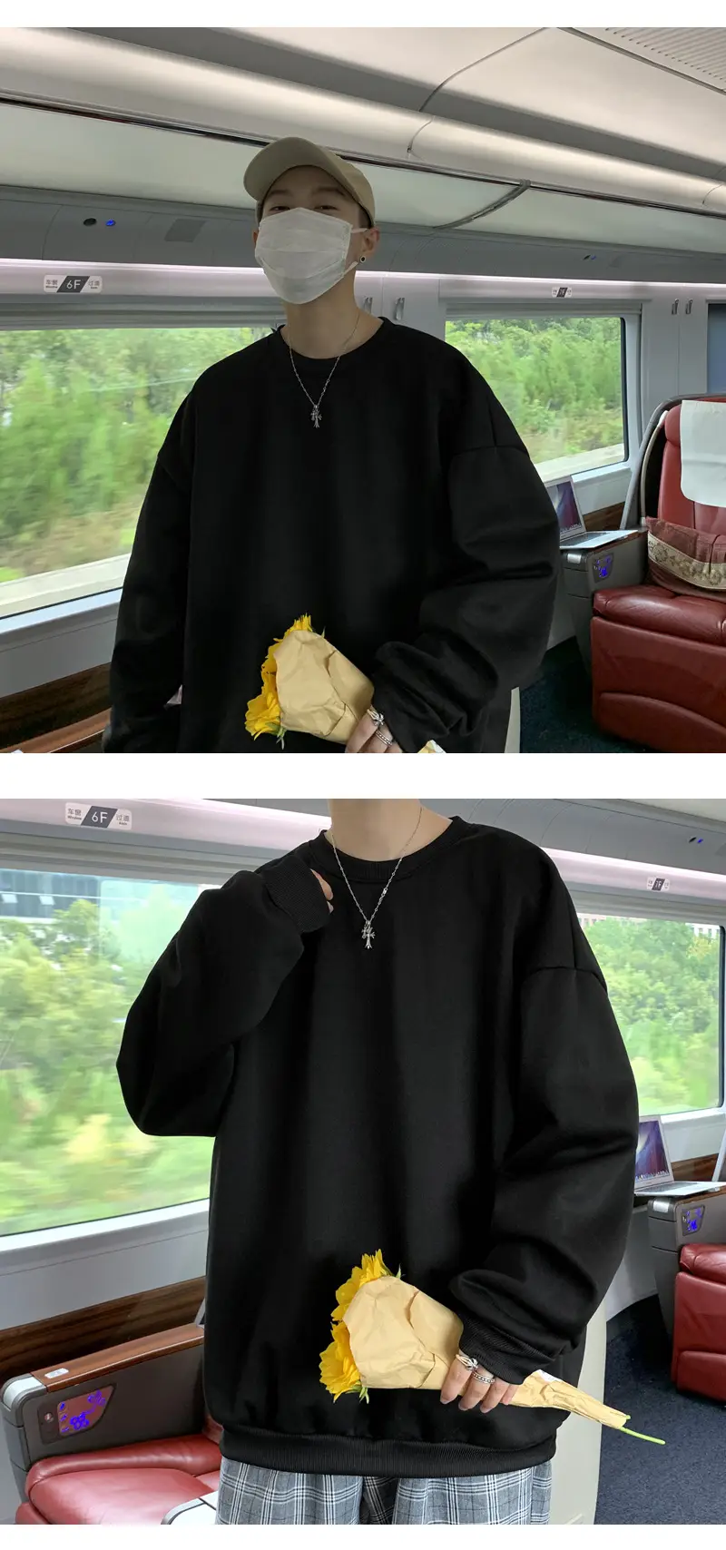 2021 Men's White Crewneck Sweatshirt with Pocket — feature 16