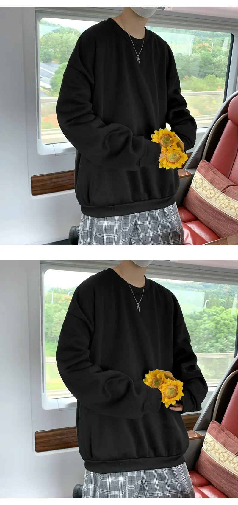 2021 Men's White Crewneck Sweatshirt with Pocket — feature 17