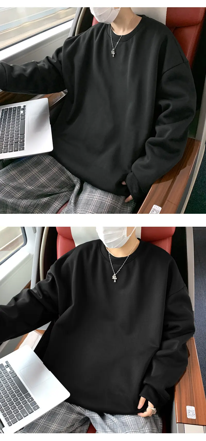 2021 Men's White Crewneck Sweatshirt with Pocket — feature 18