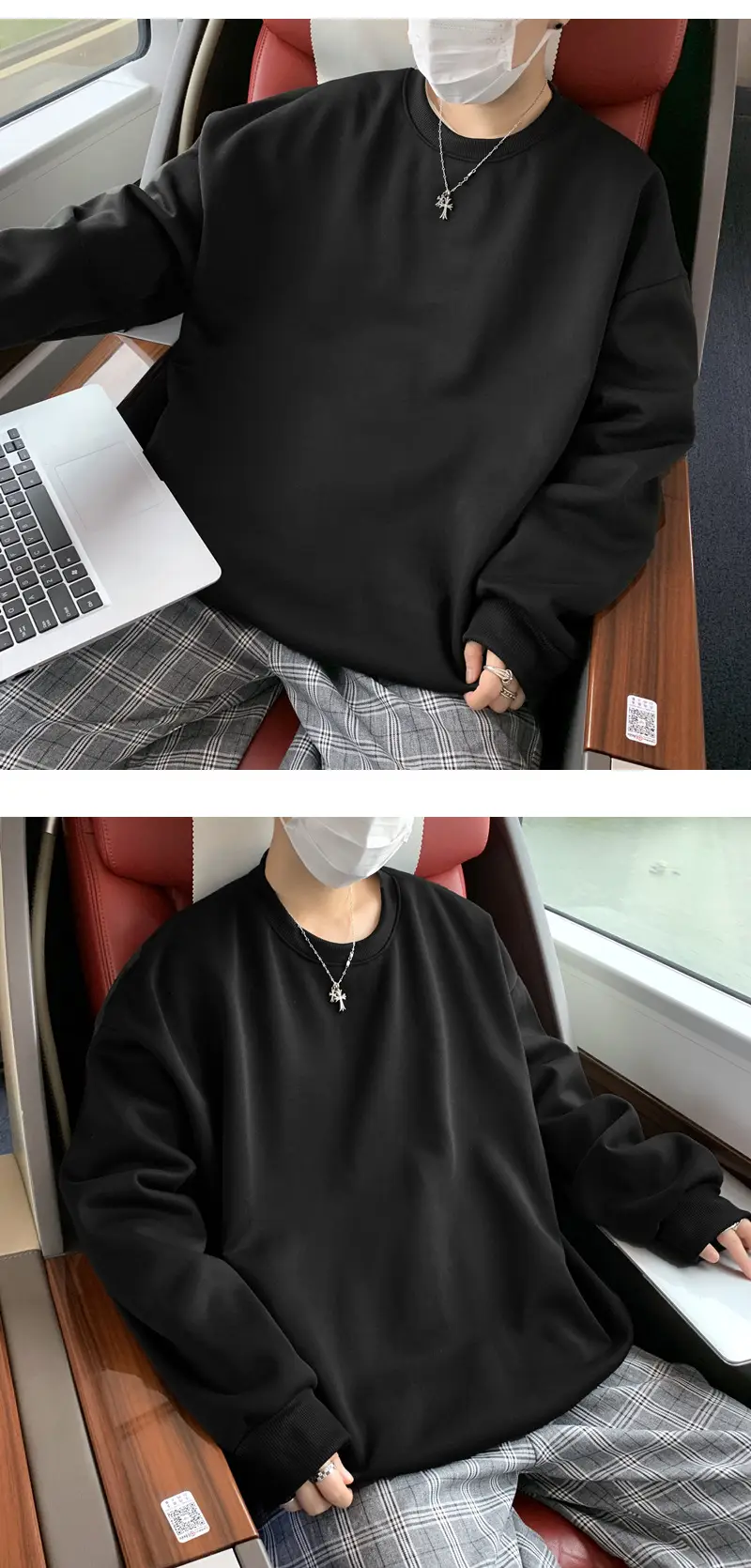 2021 Men's White Crewneck Sweatshirt with Pocket — feature 19