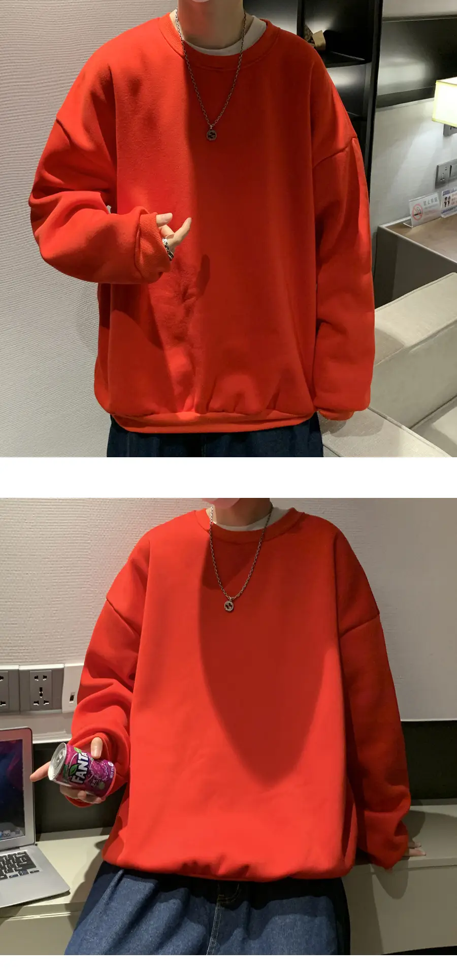 2021 Men's White Crewneck Sweatshirt with Pocket — feature 20