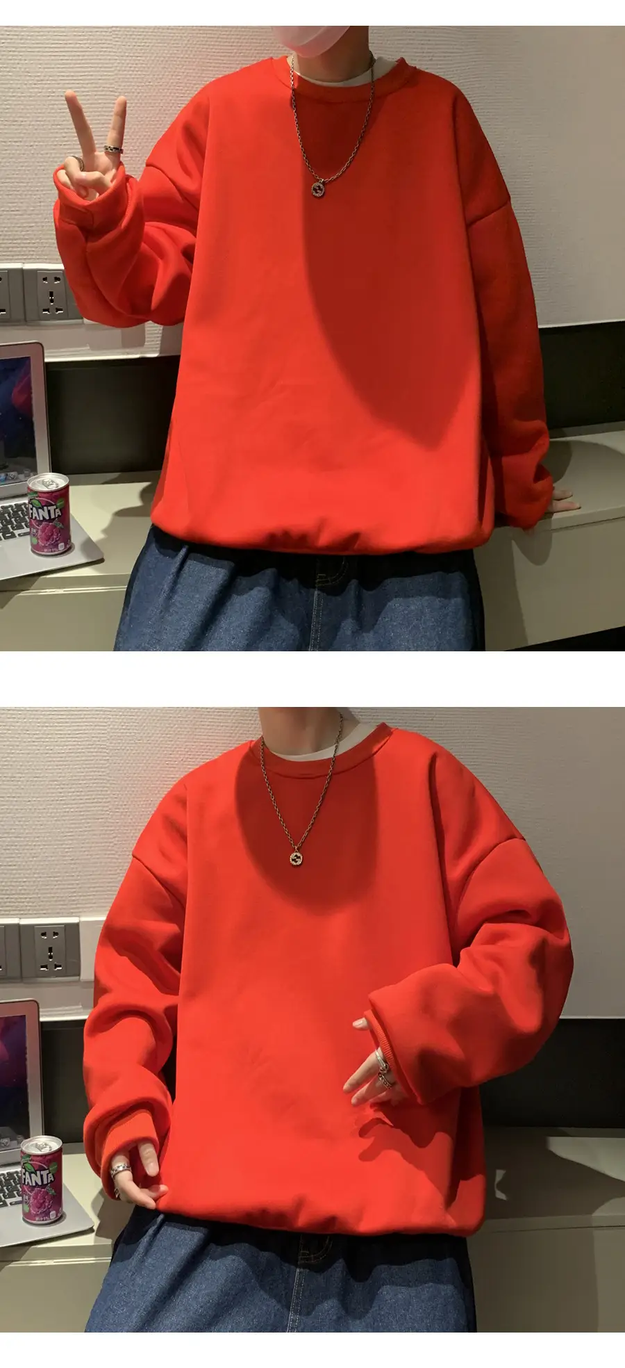2021 Men's White Crewneck Sweatshirt with Pocket — feature 21
