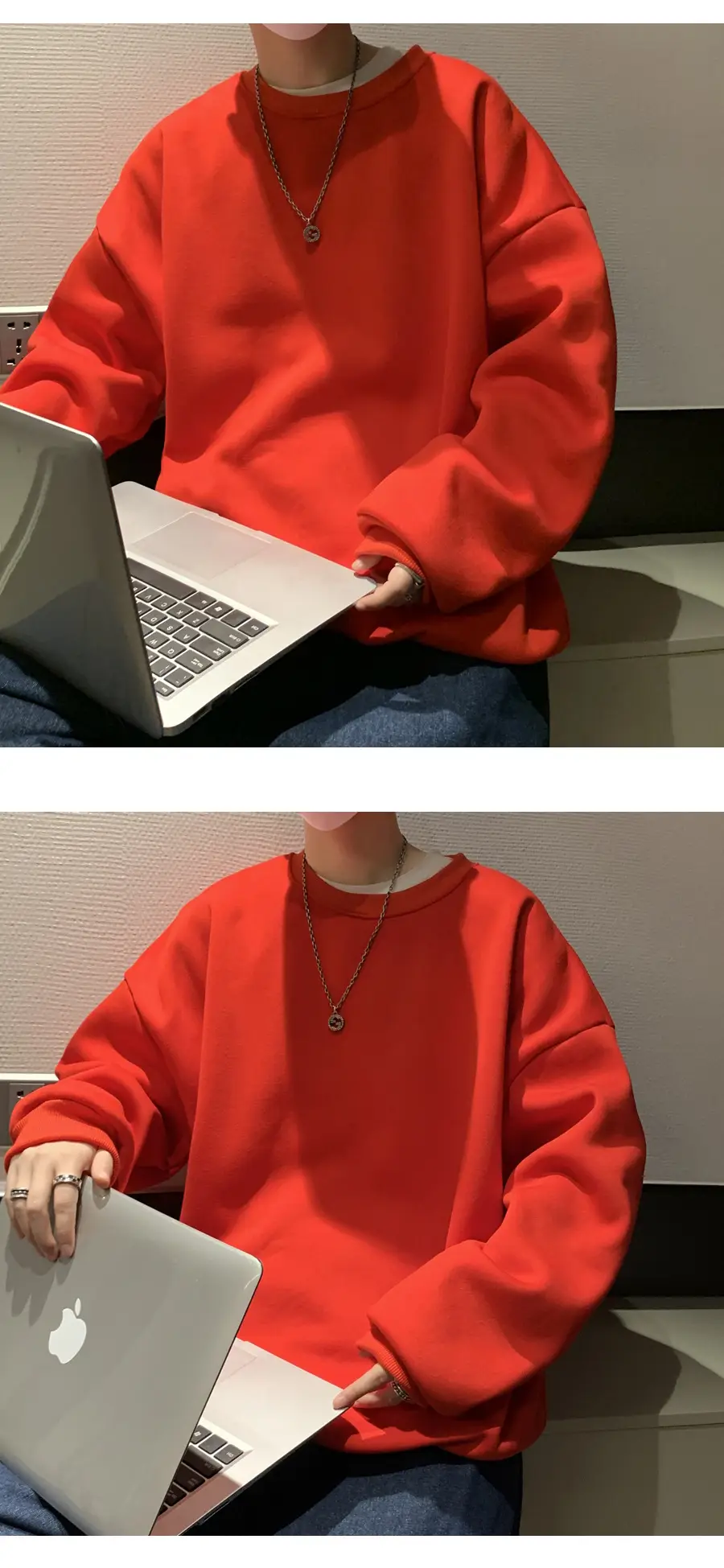 2021 Men's White Crewneck Sweatshirt with Pocket — feature 22