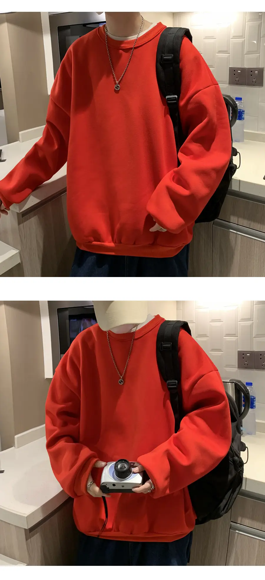 2021 Men's White Crewneck Sweatshirt with Pocket — feature 23