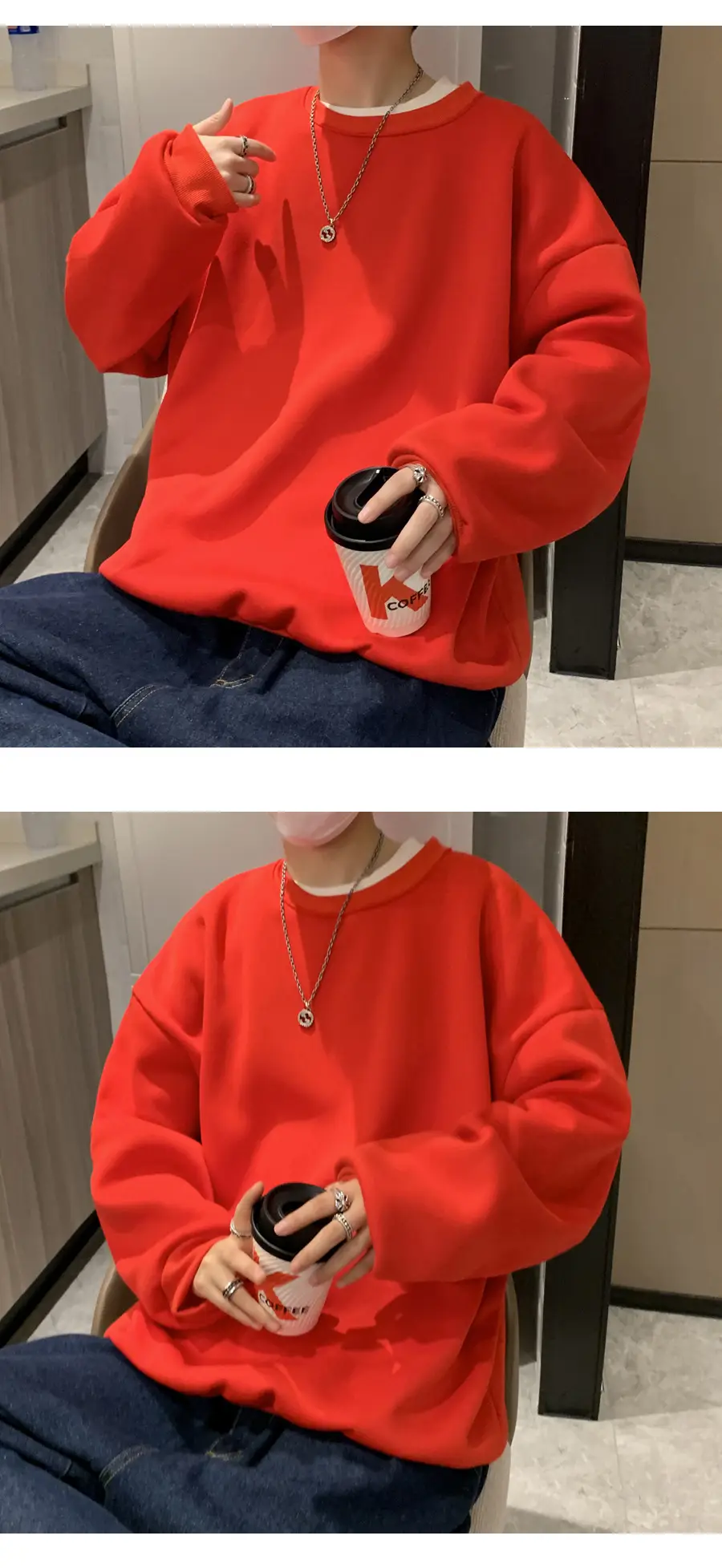 2021 Men's White Crewneck Sweatshirt with Pocket — feature 24