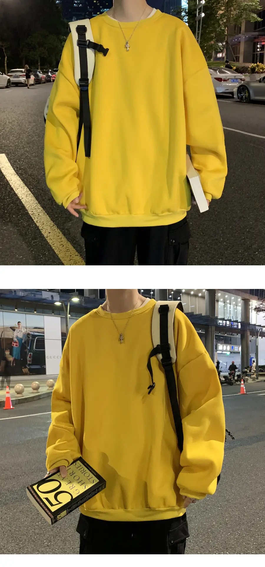 2021 Men's White Crewneck Sweatshirt with Pocket — feature 26
