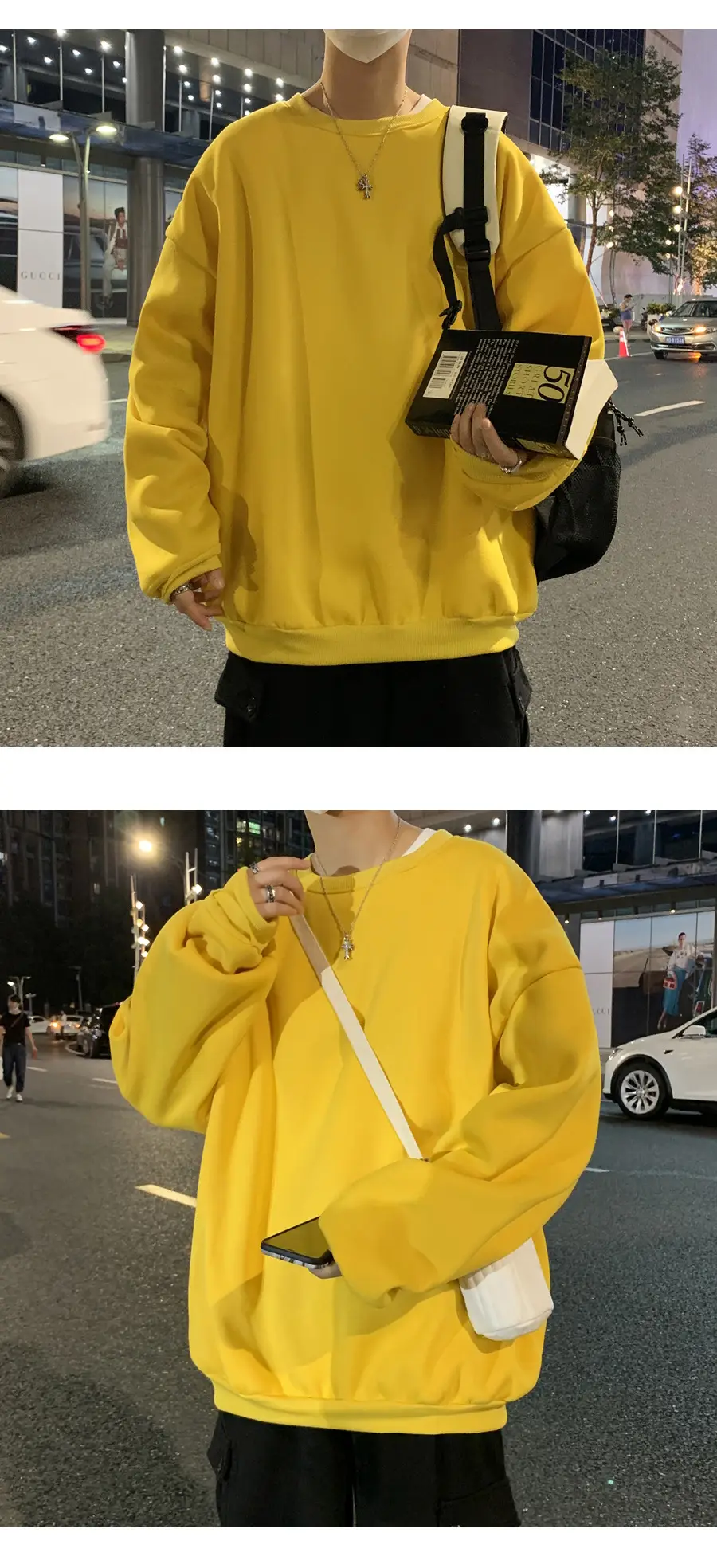 2021 Men's White Crewneck Sweatshirt with Pocket — feature 27
