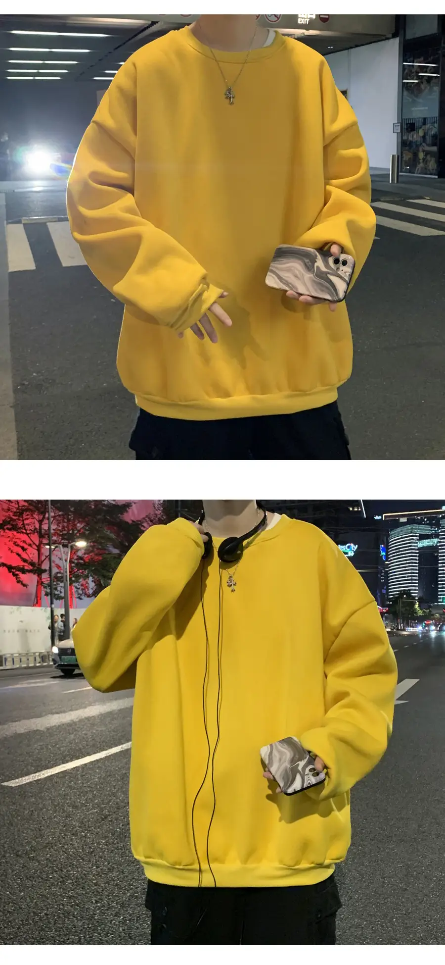2021 Men's White Crewneck Sweatshirt with Pocket — feature 28