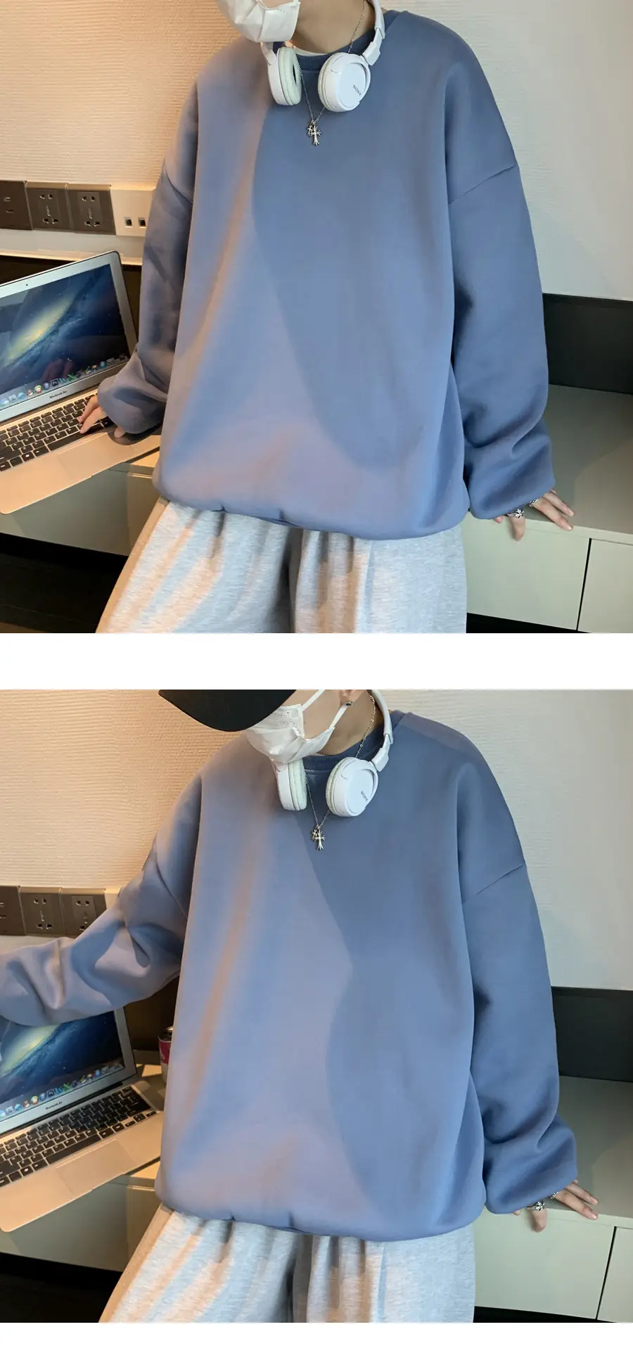 2021 Men's White Crewneck Sweatshirt with Pocket — feature 32
