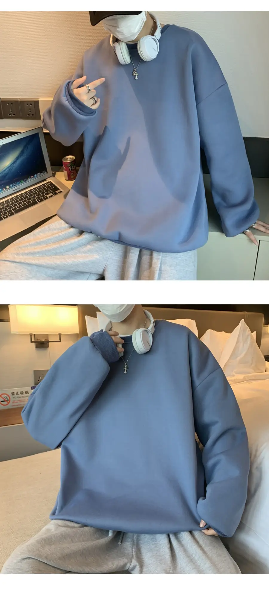 2021 Men's White Crewneck Sweatshirt with Pocket — feature 33
