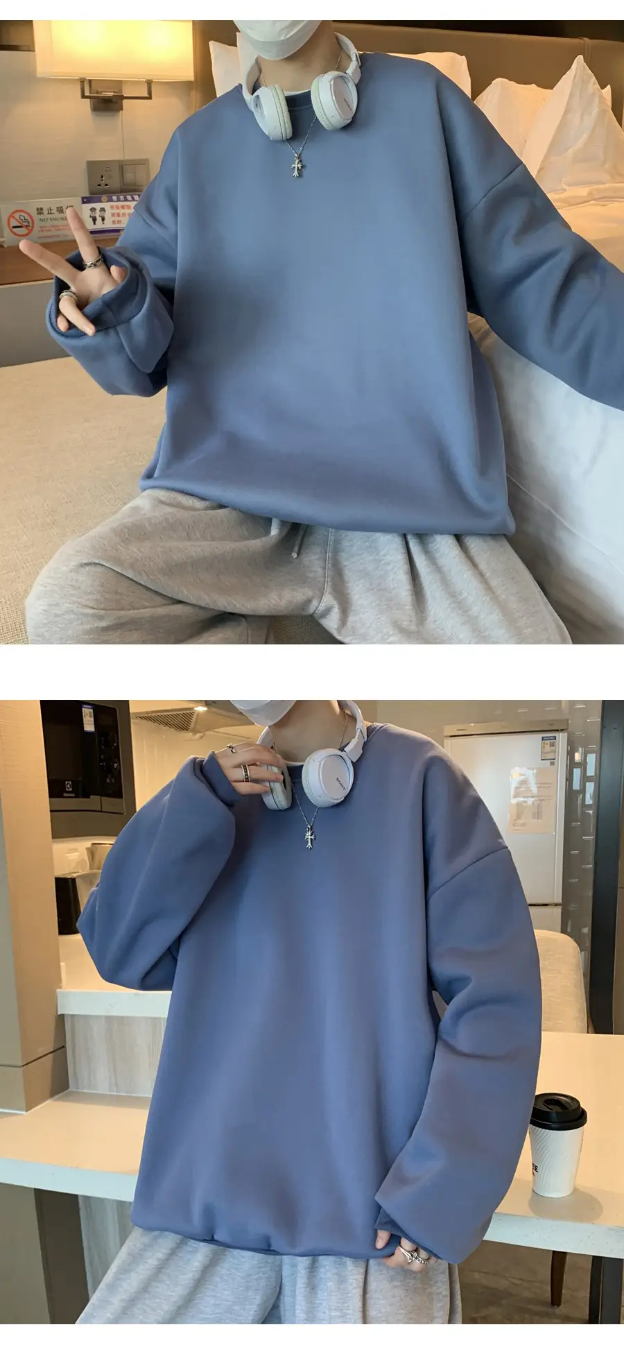 2021 Men's White Crewneck Sweatshirt with Pocket — feature 34